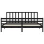 Estructura cama de matrimonio con cabecero madera maciza negro de vidaXL, Camas y somieres - Ref: Foro24-3193810, Precio: 163...