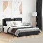 Bed frame with black engineered wood headboard 140x190 cm by vidaXL, Beds and slatted bases - Ref: Foro24-3209948, Price: 193...