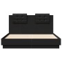 Estructura cama con cabecero madera ingeniería negro 140x190 cm de vidaXL, Camas y somieres - Ref: Foro24-3209948, Precio: 21...