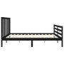 Estructura cama de matrimonio con cabecero madera maciza negro de vidaXL, Camas y somieres - Ref: Foro24-3193810, Precio: 163...