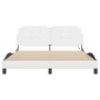 Bed frame with LED lights white PE leather 160x200 cm by vidaXL, Beds and slatted bases - Ref: Foro24-3214118, Price: 211,13 ...