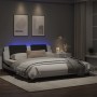 Bed frame with LED light PE leather white black 180x200 cm by vidaXL, Beds and slatted bases - Ref: Foro24-3214130, Price: 21...