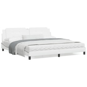 Estructura cama con luces LED cuero sintético blanco 200x200 cm de vidaXL, Camas y somieres - Ref: Foro24-3214132, Precio: 23...