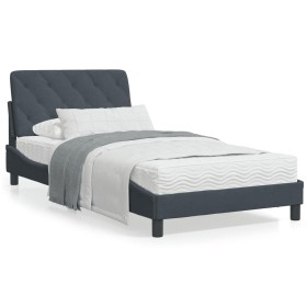 Dark gray velvet bed frame with headboard 100x200 cm by vidaXL, Beds and slatted bases - Ref: Foro24-3207906, Price: 151,09 €...