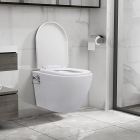 Rimless wall-mounted toilet with white ceramic bidet function by vidaXL, Bathrooms - Ref: Foro24-145781, Price: 209,17 €, Dis...