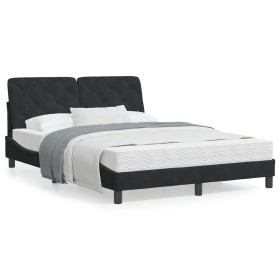 Bed frame with black velvet headboard 140x190 cm by vidaXL, Beds and slatted bases - Ref: Foro24-3207919, Price: 202,47 €, Di...