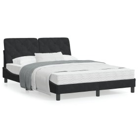 Bed frame with black velvet headboard 140x200 cm by vidaXL, Beds and slatted bases - Ref: Foro24-3207925, Price: 202,61 €, Di...