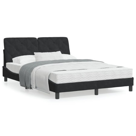 Bed frame with black velvet headboard 140x200 cm by vidaXL, Beds and slatted bases - Ref: Foro24-3207925, Price: 200,93 €, Di...