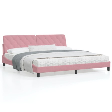 Estructura de cama con cabecero de terciopelo rosa 200x200 cm de vidaXL, Camas y somieres - Ref: Foro24-3207946, Precio: 237,...