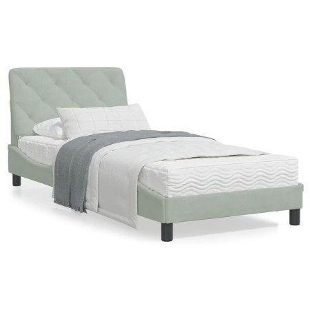 Cama con colchón terciopelo gris claro 80x200 cm de vidaXL, Camas y somieres - Ref: Foro24-3208622, Precio: 257,69 €, Descuen...