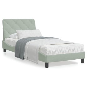 Bett mit hellgrauer Samtmatratze 90x200 cm von vidaXL, Betten und Lattenroste - Ref: Foro24-3208634, Preis: 268,95 €, Rabatt: %