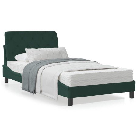 Cama con colchón terciopelo verde oscuro 100x200 cm de vidaXL, Camas y somieres - Ref: Foro24-3208643, Precio: 293,56 €, Desc...