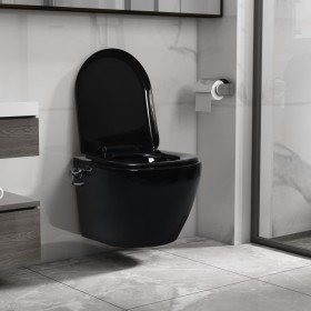 Spülrandloses Wand-WC mit Bidetfunktion aus schwarzer Keramik von vidaXL, Badezimmer - Ref: Foro24-145782, Preis: 207,26 €, R...