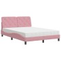 Cama con colchón terciopelo rosa 140x190 cm de vidaXL, Camas y somieres - Ref: Foro24-3208657, Precio: 423,38 €, Descuento: %