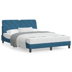 Bett mit blauer Samtmatratze 140x200 cm von vidaXL, Betten und Lattenroste - Ref: Foro24-3208662, Preis: 414,81 €, Rabatt: %