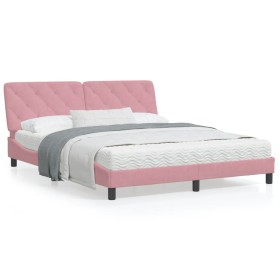 Cama con colchón terciopelo rosa 160x200 cm de vidaXL, Camas y somieres - Ref: Foro24-3208669, Precio: 486,14 €, Descuento: %