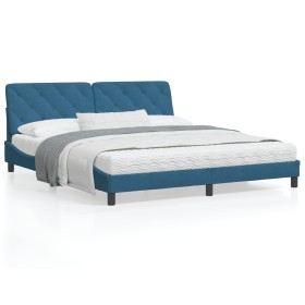 Cama con colchón terciopelo azul 180x200 cm de vidaXL, Camas y somieres - Ref: Foro24-3208674, Precio: 480,99 €, Descuento: %