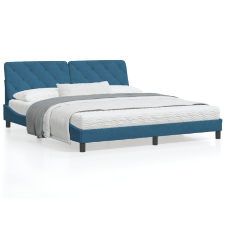 Bett mit blauer Samtmatratze 180x200 cm von vidaXL, Betten und Lattenroste - Ref: Foro24-3208674, Preis: 488,43 €, Rabatt: %