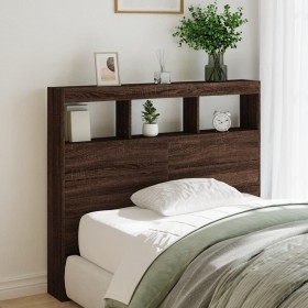 Oak brown LED bed headboard 100x17x102 cm by vidaXL, Headboards and footboards - Ref: Foro24-839195, Price: 85,99 €, Discount: %