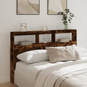 Headboard with LED light smoked oak 160x17x102 cm by vidaXL, Headboards and footboards - Ref: Foro24-839207, Price: 100,95 €,...