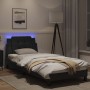 Bed frame with LED lights black synthetic leather 90x190 cm by vidaXL, Beds and slatted bases - Ref: Foro24-3214075, Price: 1...