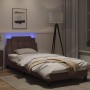 Bed frame with LED lights brown synthetic leather 90x190 cm by vidaXL, Beds and slatted bases - Ref: Foro24-3214077, Price: 1...