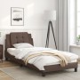 Bed frame with LED lights brown synthetic leather 90x190 cm by vidaXL, Beds and slatted bases - Ref: Foro24-3214077, Price: 1...