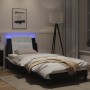 Estructura cama con LED cuero sintético negro y blanco 90x190cm de vidaXL, Camas y somieres - Ref: Foro24-3214080, Precio: 14...