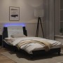 Estructura cama con LED cuero sintético negro blanco 100x200 cm de vidaXL, Camas y somieres - Ref: Foro24-3214094, Precio: 14...