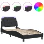 Estructura cama con luces LED cuero sintético negro 100x200 cm de vidaXL, Camas y somieres - Ref: Foro24-3214089, Precio: 140...