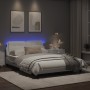 Bed frame with LED lights white synthetic leather 140x200 cm by vidaXL, Beds and slatted bases - Ref: Foro24-3214111, Price: ...