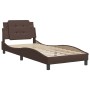 Estructura de cama con cabecero cuero sintético marrón 90x190cm de vidaXL, Camas y somieres - Ref: Foro24-3208151, Precio: 12...