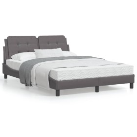 Bed frame with headboard gray synthetic leather 140x200cm by vidaXL, Beds and slatted bases - Ref: Foro24-3208187, Price: 182...