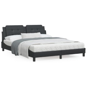 Bed frame with headboard black synthetic leather 160x200cm by vidaXL, Beds and slatted bases - Ref: Foro24-3208191, Price: 19...