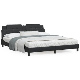 Bed frame with headboard black synthetic leather 180x200cm by vidaXL, Beds and slatted bases - Ref: Foro24-3208198, Price: 21...