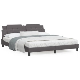 Bed frame with headboard gray synthetic leather 180x200cm by vidaXL, Beds and slatted bases - Ref: Foro24-3208201, Price: 191...