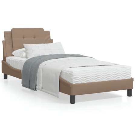 Bed with cappuccino synthetic leather mattress 90x190 cm by vidaXL, Beds and slatted bases - Ref: Foro24-3208835, Price: 258,...