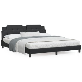 Bed with black synthetic leather mattress 180x200 cm by vidaXL, Beds and slatted bases - Ref: Foro24-3208880, Price: 450,18 €...