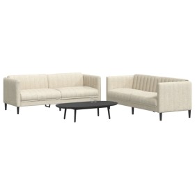 Set aus 2-teiligen Sofas cremefarbener Stoff von vidaXL, Sofas - Ref: Foro24-3209245, Preis: 589,20 €, Rabatt: %