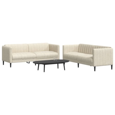 2-piece cream-colored fabric sofa set by vidaXL, Sofas - Ref: Foro24-3209245, Price: 589,20 €, Discount: %