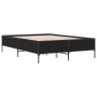 Estructura de cama madera de ingeniería y metal negro 135x190cm de vidaXL, Camas y somieres - Ref: Foro24-3279812, Precio: 14...