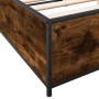 Engineered wood bed frame metal smoked oak 140x200cm by vidaXL, Beds and slatted bases - Ref: Foro24-3279844, Price: 121,77 €...