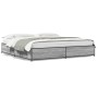 Estructura cama madera ingeniería metal gris Sonoma 200x200 cm de vidaXL, Camas y somieres - Ref: Foro24-3279825, Precio: 142...