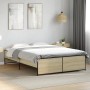 Sonoma oak metal engineered wood bed frame 120x190 cm by vidaXL, Beds and slatted bases - Ref: Foro24-3279908, Price: 124,88 ...