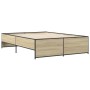 Estructura cama madera ingeniería metal roble Sonoma 120x190 cm de vidaXL, Camas y somieres - Ref: Foro24-3279908, Precio: 12...