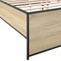 Sonoma oak metal engineered wood bed frame 120x190 cm by vidaXL, Beds and slatted bases - Ref: Foro24-3279908, Price: 124,88 ...