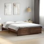 Oak brown metal engineered wood bed frame 150x200 cm by vidaXL, Beds and slatted bases - Ref: Foro24-3279886, Price: 144,52 €...