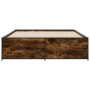 Estructura cama madera ingeniería metal roble ahumado 150x200cm de vidaXL, Camas y somieres - Ref: Foro24-3279884, Precio: 13...