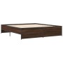 Oak brown metal engineered wood bed frame 200x200 cm by vidaXL, Beds and slatted bases - Ref: Foro24-3279871, Price: 151,06 €...