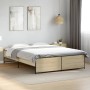 Estructura cama madera ingeniería metal roble Sonoma 160x200 cm de vidaXL, Camas y somieres - Ref: Foro24-3279878, Precio: 13...